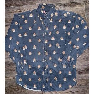 Vintage 90s Chaps Ralph Lauren Men’s Medium Navy Long Sleeve Button Shirt Crest
